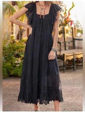Sundance Greer Swiss Dot & Embroidered Maxi Dress